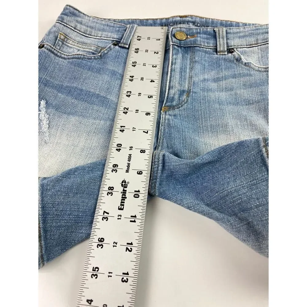 Michael Kors Low Rise Distressed Jean Shorts Womens 0 Light Wash Summer BI0423